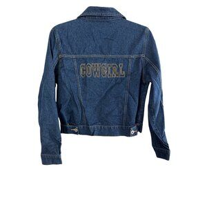Vintage Y2K Hollywood Trash Womens Denim Jacket Cowgirl Embroidery Medium 100% C